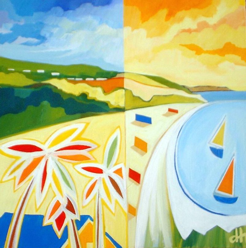 Summer Beach, painting by David Hosking
